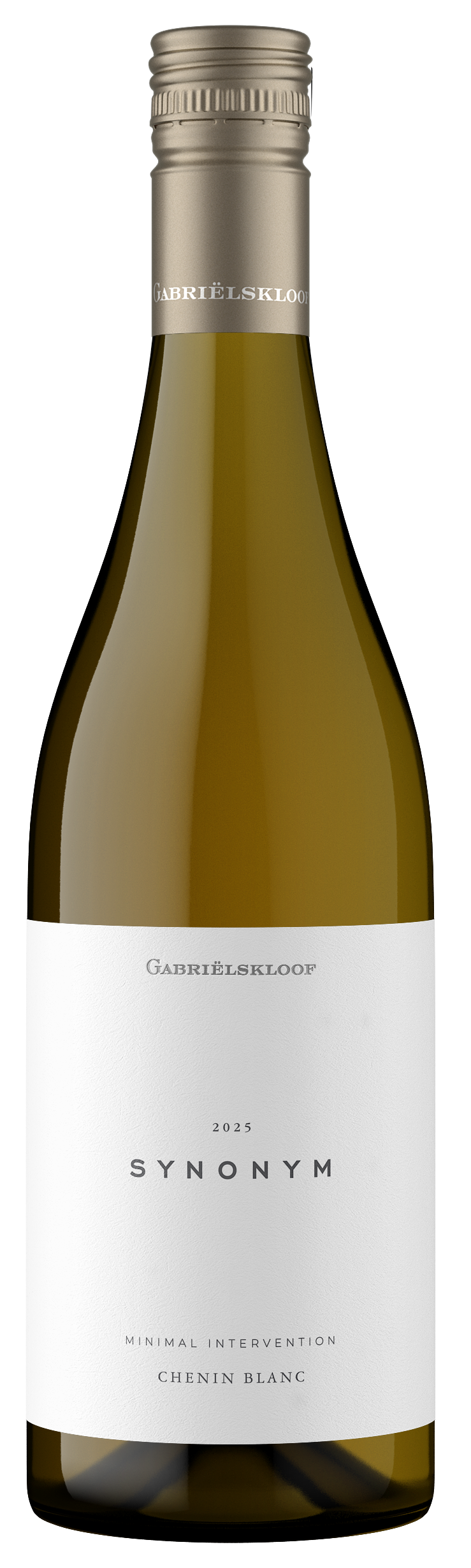 Wine bottle labeled &#39;SYNONYM&#39; on a white background